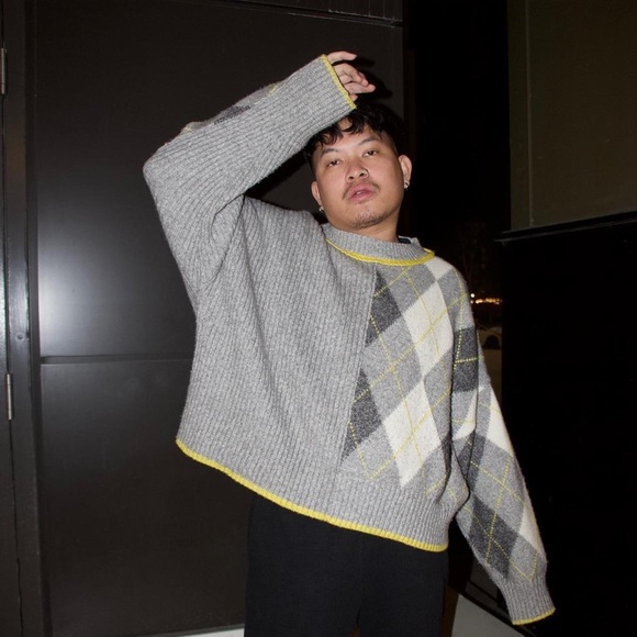 H&M x Pringle of Scotland Unisex Oversized Argyle Knit Sweater - Picture 2 of 4